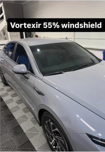 White sedan with VortexIR windshield tint in the Bowtie shop